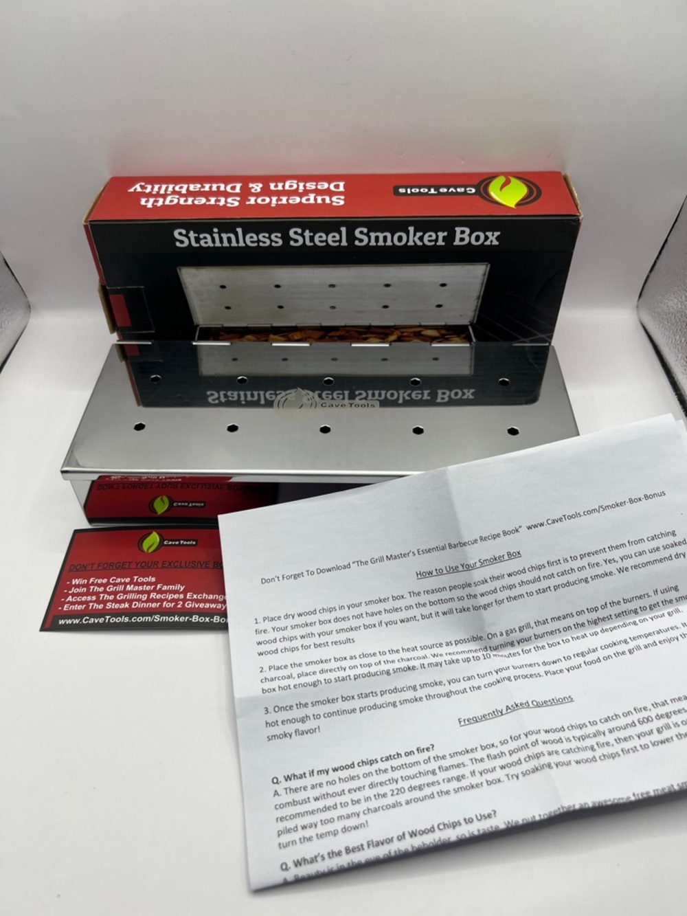 25% Thicker Stainless Steel Smoker Box Gas Grill or Charcoal BBQ use Wood Chips